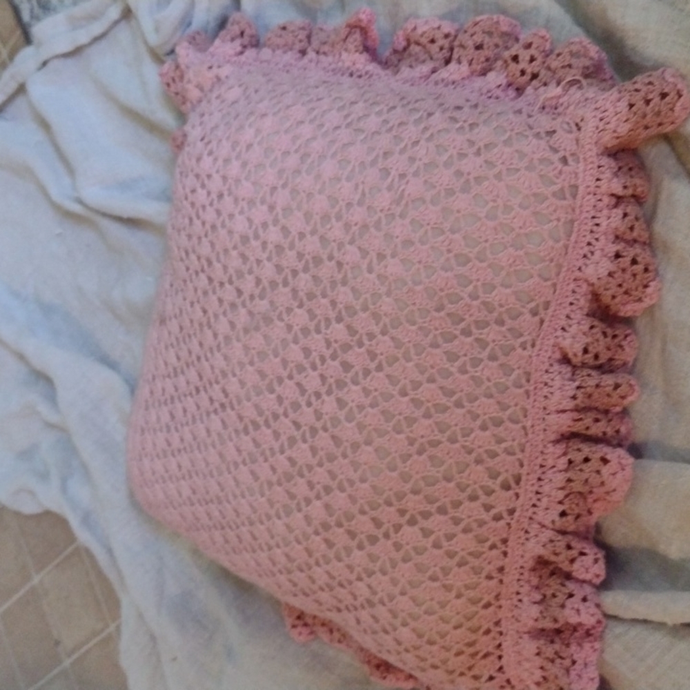 Hand crochet accent pillow